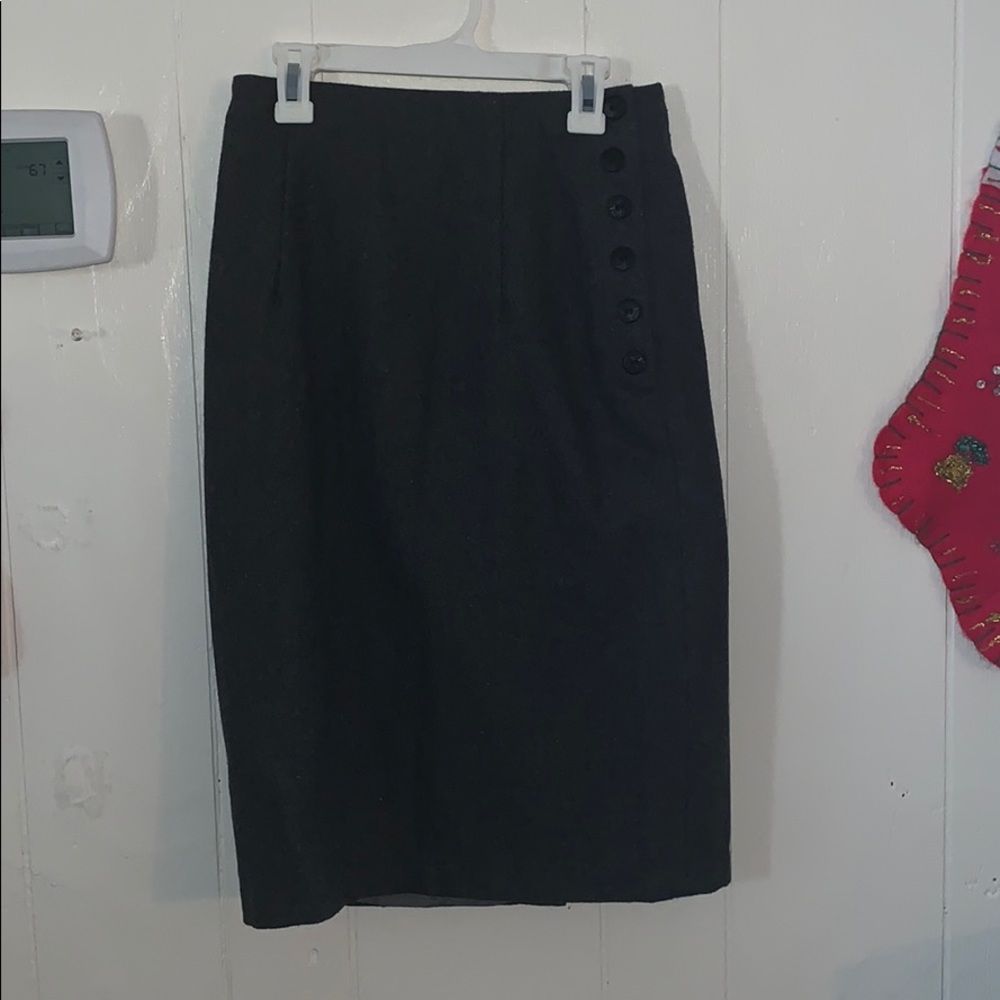Dark gray wool pencil skirt